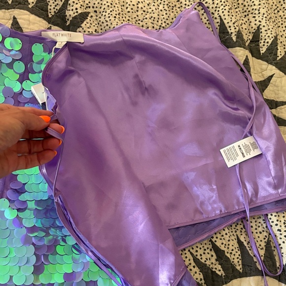 Anthropologie Iridescent Purple and Green Mini Skirt - Picture 7 of 7